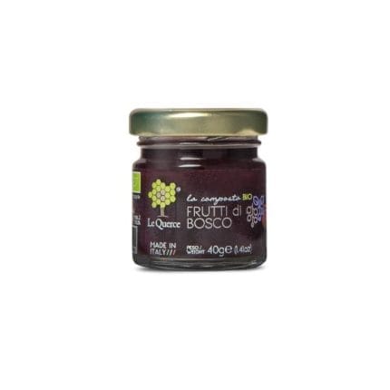 composta biologica frutti di bosco senza zucchero in vasetto di vetro