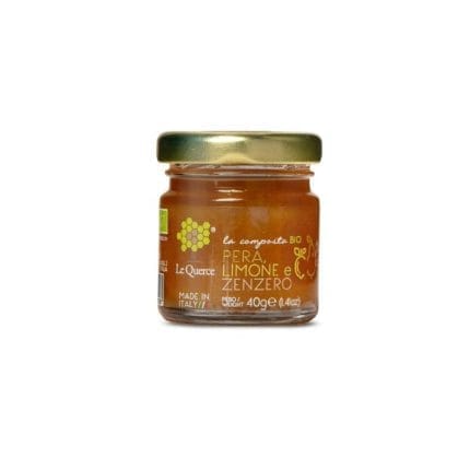 composta biologica pere limone zenzero senza zucchero in vasetto di vetro