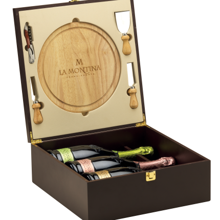 cassetta regalo Franciacorta e accessori formaggio